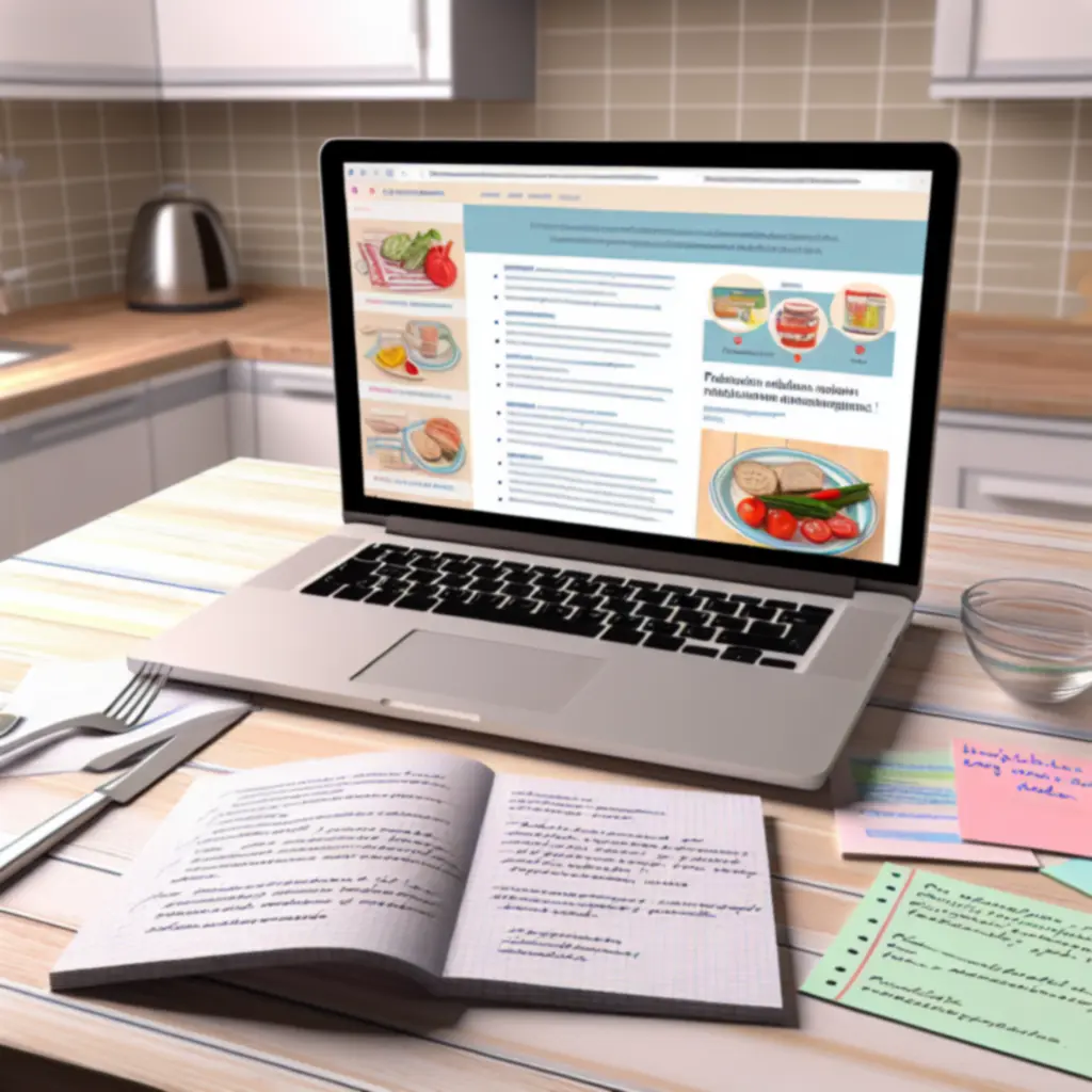 Widok ekranowy poradników Food Keep Guide na komputerze